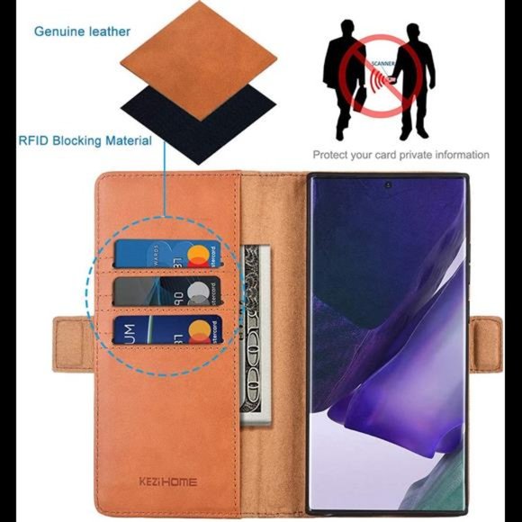 Fathers Day Gifts For Galaxy Note 20 Ultra Leather Wallet Case Credit Card Slot - Picture 5 of 7